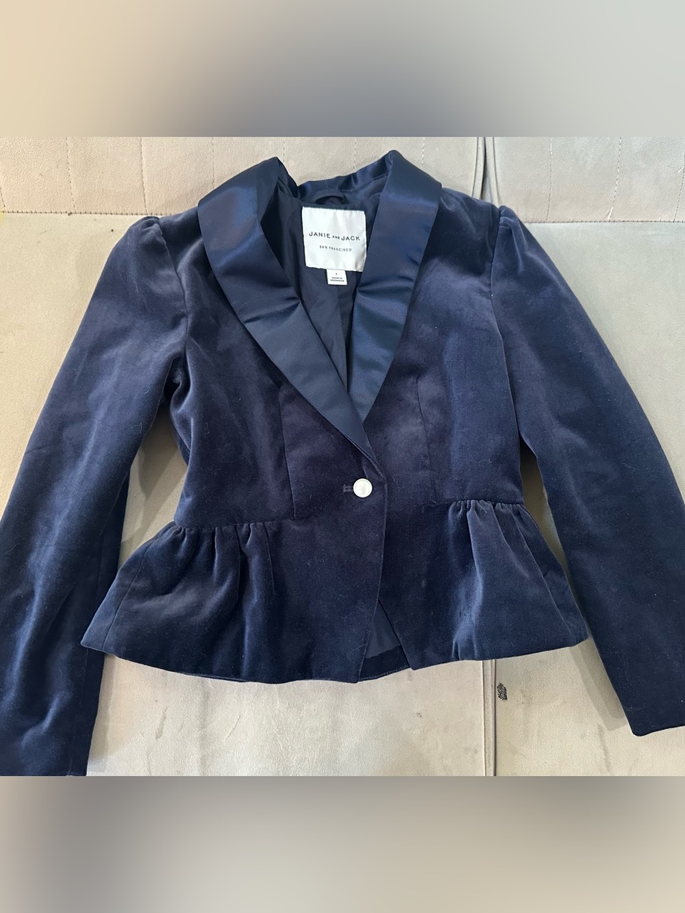 Janie and Jack Navy Velvet Peplum Blazer